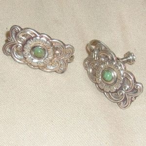MARKED DOWN & SHIPPING, TOO!~~~Decorative Designed Silver and Turquois